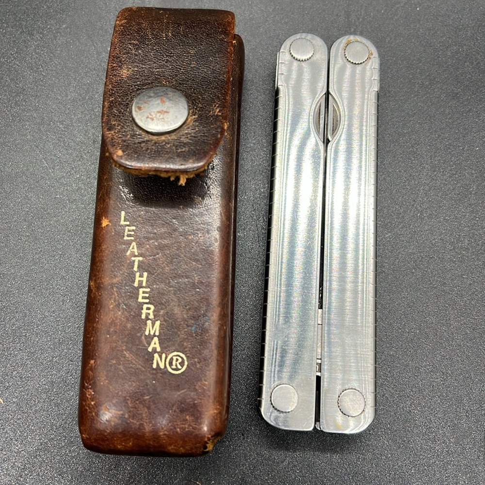 Vintage Leatherman Tool and Leather Sheath Case - Brown